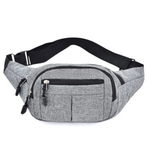 Crossbody Fanny Pack for Men Women, Sports Waist Bag with Adjustable Strap, Fashionable Belt Bag for Travel Hiking Cycling Running (Grey)