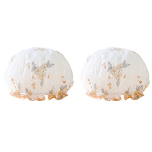 Pack Shower Caps for Women, Double Waterproof Layers Bathing Cap, Reusable Washable Elastic Band Bath Hair Hat