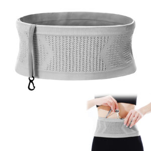 Slim Running Belt, Hidden Running Belt Fanny Pack for Men Women, Travel Running Waist Belt for Money and Passport (Grey, Small)