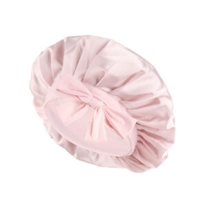 Kids Shower Caps, Soft Silk Bonnet Elastic Night Hats, Wide Band Silk Sleep Cap for Curly Hair (Pink)