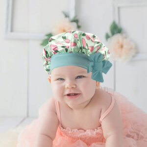 Pack Satin Silk Bonnet Hair Cap for Kids, Adjustable Sleep Bonnet with Elastic Tie, Double Layer Night Hair Hats for Teens (Yellow, Blue)